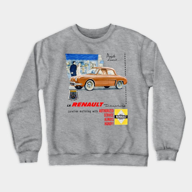 RENAULT DAUPHINE - advert Crewneck Sweatshirt by Throwback Motors